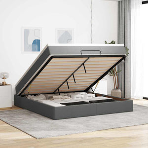 Ottoman Bett mit Matratze Dunkelgrau 180x200 cm