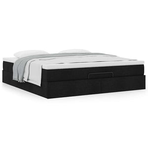 Ottoman Bett mit Matratze Schwarz 180x200 cm