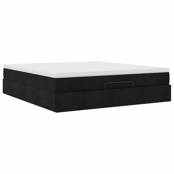 Ottoman Bett mit Matratze Schwarz 180x200 cm
