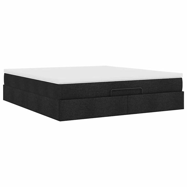Ottoman Bett mit Matratze Schwarz 180x200 cm