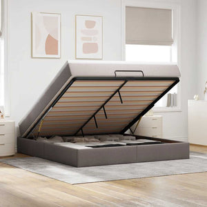 Ottoman Bett mit Matratze Taupe 180x200 cm