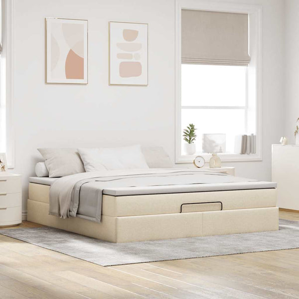 Ottoman Bett mit Matratze Creme 180x200 cm