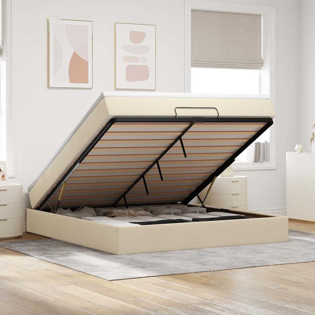 Ottoman Bett mit Matratze Creme 180x200 cm
