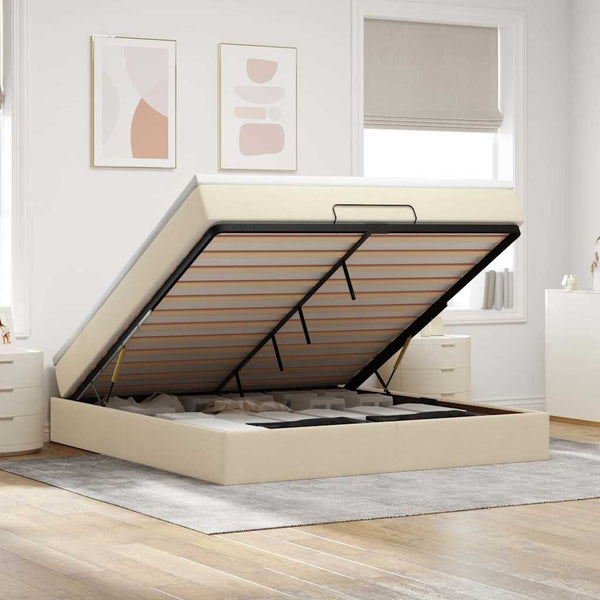 Ottoman Bett mit Matratze Creme 180x200 cm
