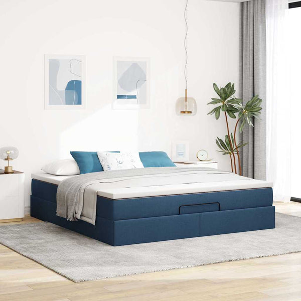 Ottoman Bett mit Matratze Blau 180x200 cm