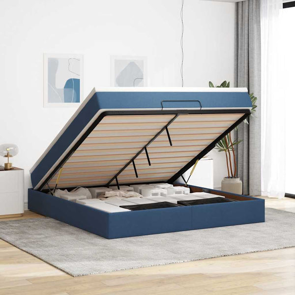 Ottoman Bett mit Matratze Blau 180x200 cm