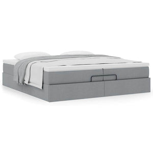 Ottoman Bett mit Matratzen 200x200 cm Hellgrau