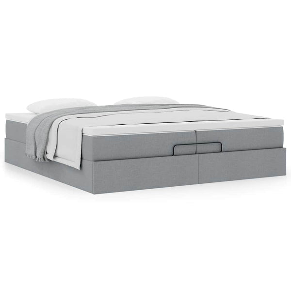 Ottoman Bett mit Matratzen 200x200 cm Hellgrau