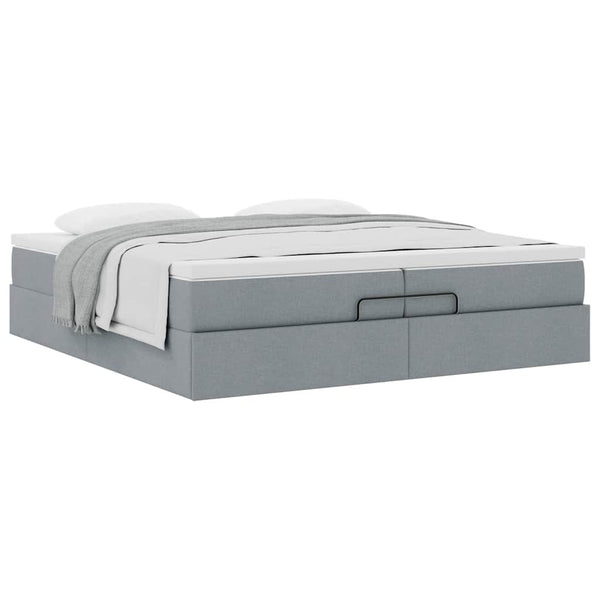 Ottoman Bett mit Matratzen 200x200 cm Hellgrau