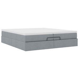 Ottoman Bett mit Matratzen 200x200 cm Hellgrau
