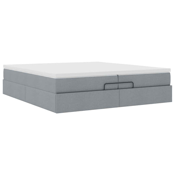 Ottoman Bett mit Matratzen 200x200 cm Hellgrau