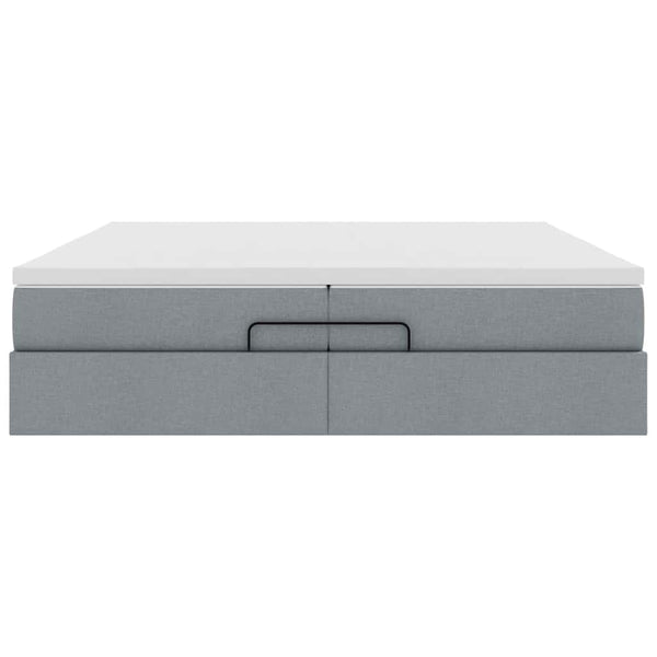 Ottoman Bett mit Matratzen 200x200 cm Hellgrau