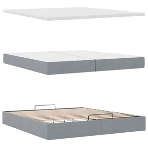 Ottoman Bett mit Matratzen 200x200 cm Hellgrau