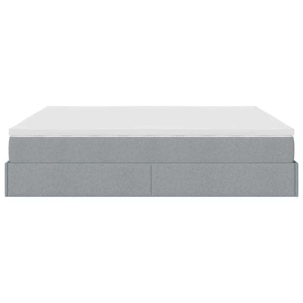 Ottoman Bett mit Matratzen 200x200 cm Hellgrau