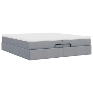 Ottoman Bett mit Matratzen 200x200 cm Hellgrau