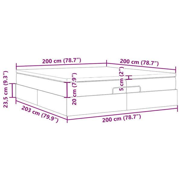 Ottoman Bett mit Matratzen Dunkelgrau 200x200 cm
