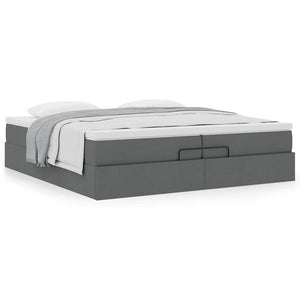 Ottoman Bett mit Matratzen Dunkelgrau 200x200 cm