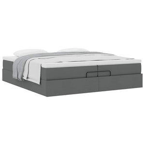 Ottoman Bett mit Matratzen Dunkelgrau 200x200 cm