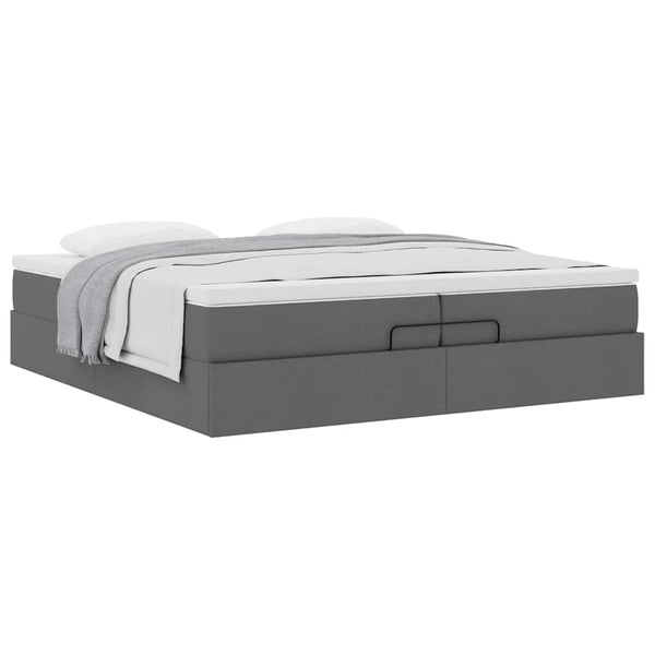 Ottoman Bett mit Matratzen Dunkelgrau 200x200 cm