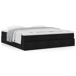 Ottoman Bett mit Matratzen Schwarz 200x200 cm
