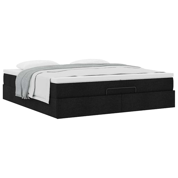 Ottoman Bett mit Matratzen Schwarz 200x200 cm
