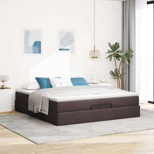 Ottoman Bett mit Matratzen Dunkelbraun 200x200 cm