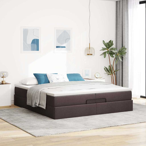 Ottoman Bett mit Matratzen Dunkelbraun 200x200 cm