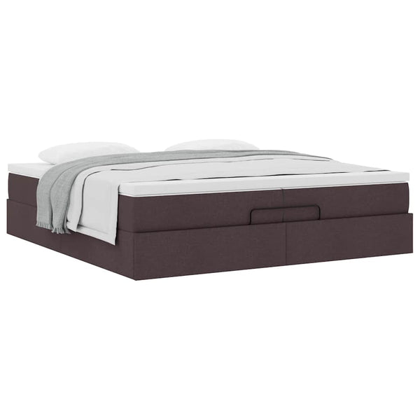 Ottoman Bett mit Matratzen Dunkelbraun 200x200 cm