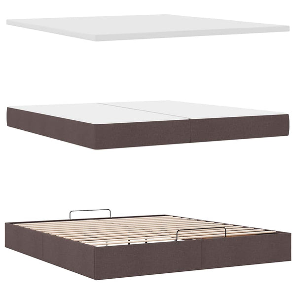 Ottoman Bett mit Matratzen Dunkelbraun 200x200 cm