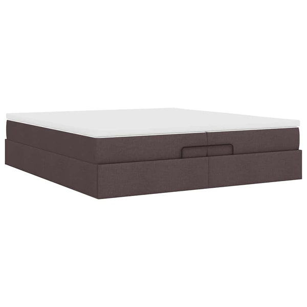 Ottoman Bett mit Matratzen Dunkelbraun 200x200 cm