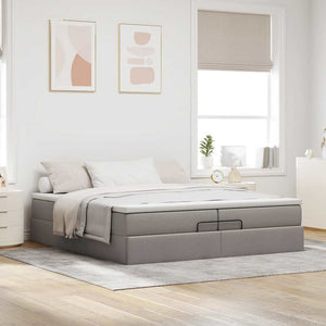 Ottoman Bett mit Matratzen Taupe 200x200 cm
