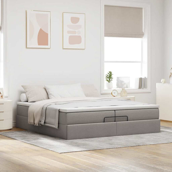 Ottoman Bett mit Matratzen Taupe 200x200 cm