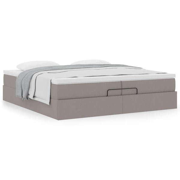 Ottoman Bett mit Matratzen Taupe 200x200 cm