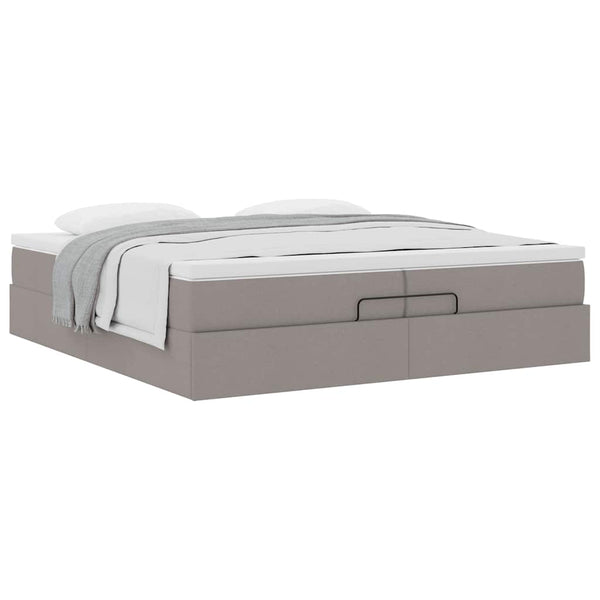 Ottoman Bett mit Matratzen Taupe 200x200 cm