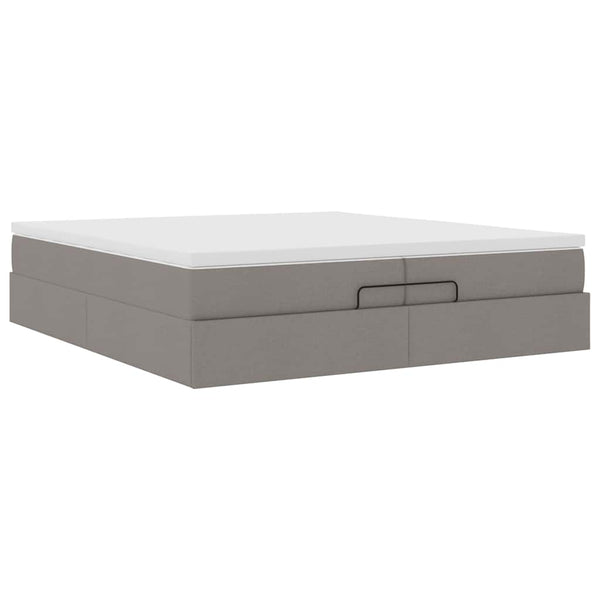 Ottoman Bett mit Matratzen Taupe 200x200 cm