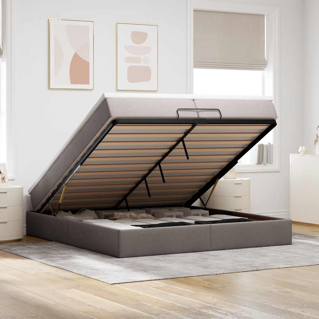 Ottoman Bett mit Matratzen Taupe 200x200 cm