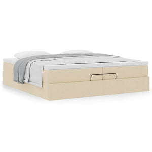 Ottoman Bett mit Matratzen Creme 200x200 cm