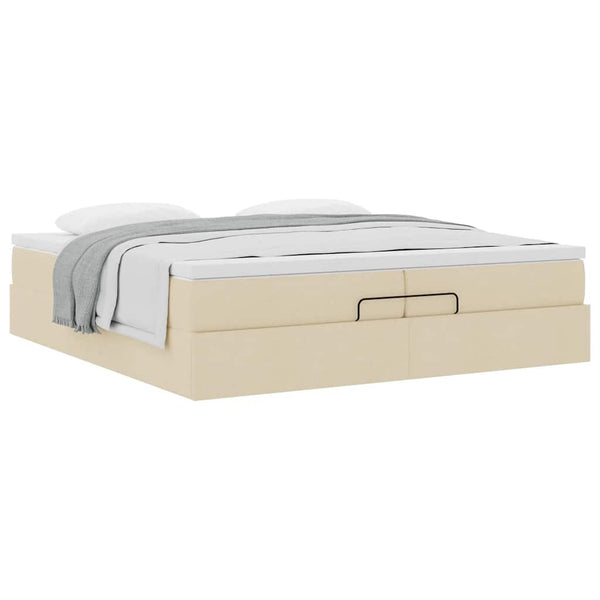 Ottoman Bett mit Matratzen Creme 200x200 cm