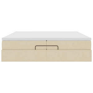 Ottoman Bett mit Matratzen Creme 200x200 cm