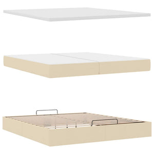 Ottoman Bett mit Matratzen Creme 200x200 cm