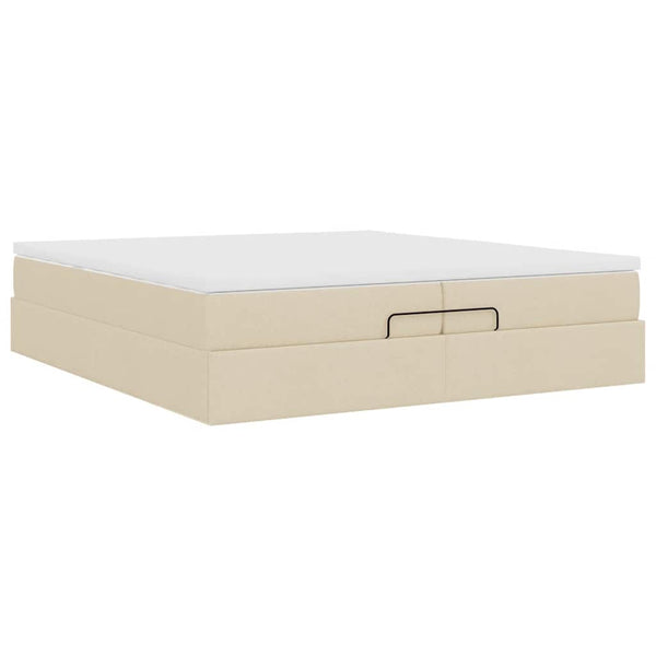 Ottoman Bett mit Matratzen Creme 200x200 cm