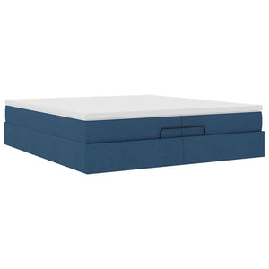 Ottoman Bett mit Matratzen Blau 200x200 cm