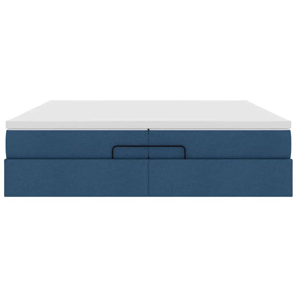 Ottoman Bett mit Matratzen Blau 200x200 cm