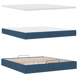 Ottoman Bett mit Matratzen Blau 200x200 cm