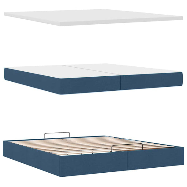 Ottoman Bett mit Matratzen Blau 200x200 cm