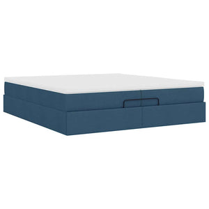 Ottoman Bett mit Matratzen Blau 200x200 cm