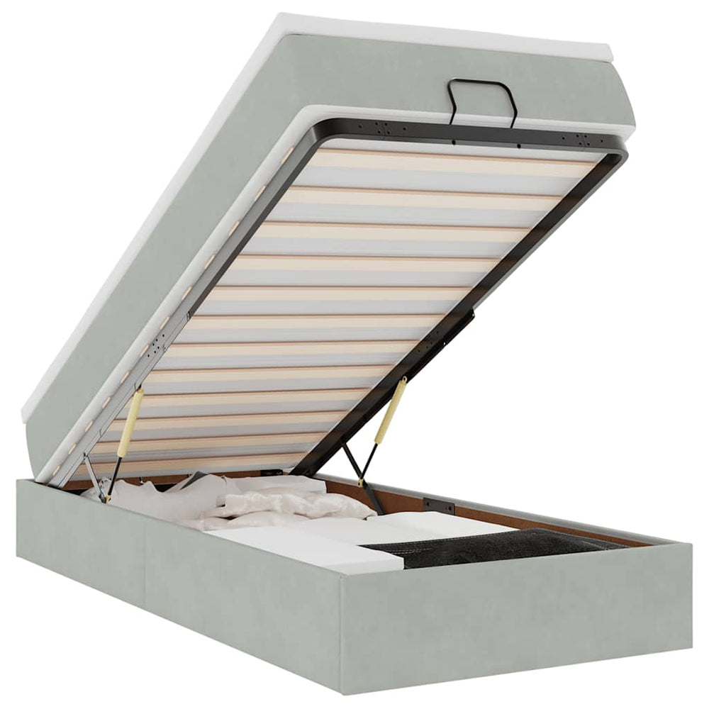 vidaXL Lit ottoman avec matelas Gris clair 80x200 cm Velours