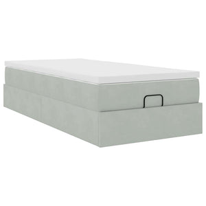Ottomanbett mit Matratze Hellgrau 80x200 cm