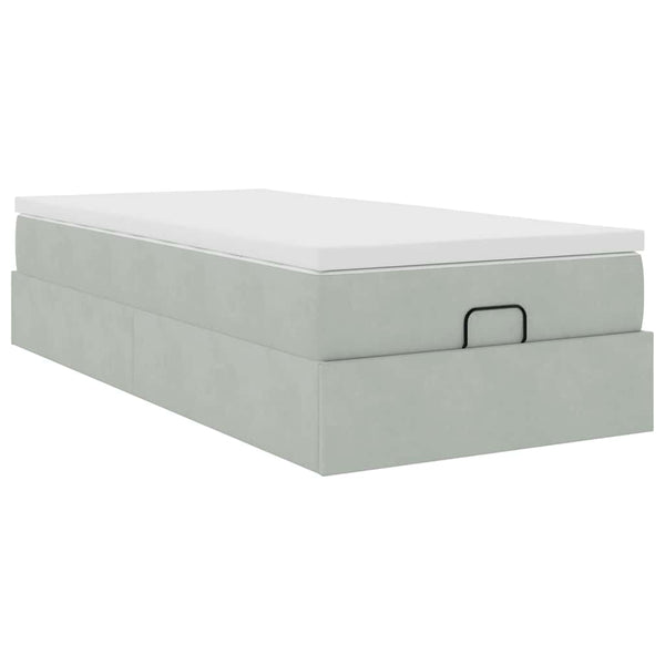 Ottomanbett mit Matratze Hellgrau 80x200 cm
