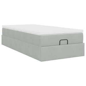 Ottomanbett mit Matratze Hellgrau 80x200 cm